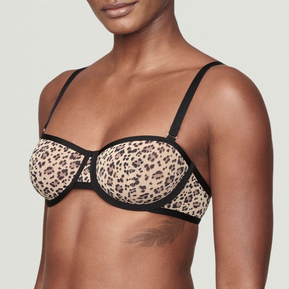 CUUP leopard mesh balconette bra, 34D